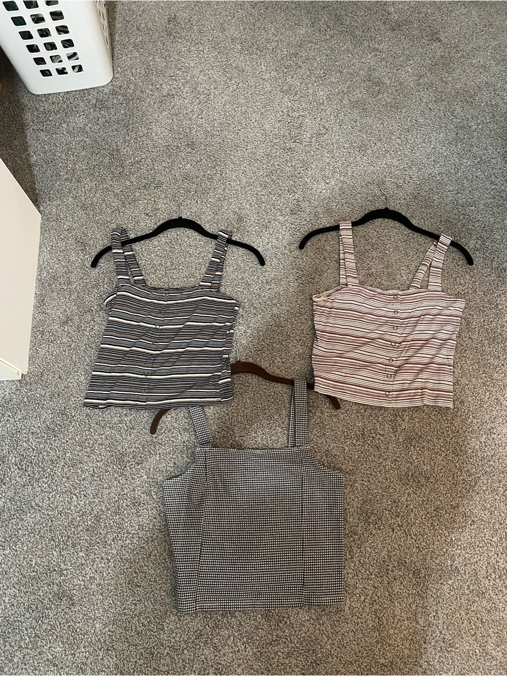 Bundle American Eagle Striped button front & Gingham Crop Tank Top Set M LN